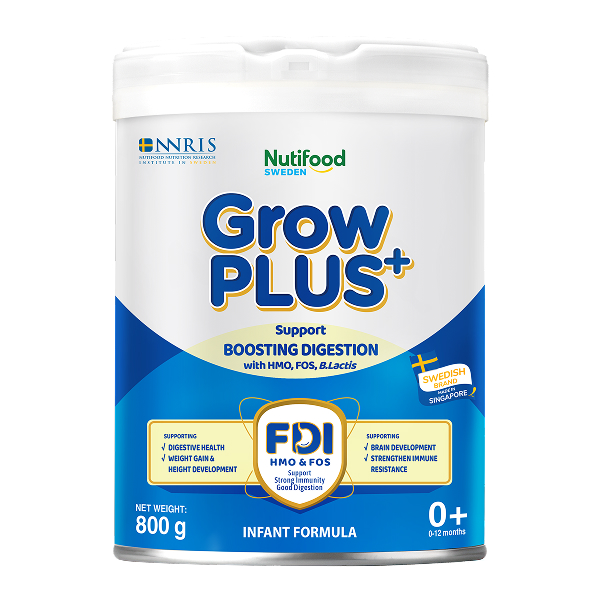 Sữa bột Nutifood GrowPLUS+ xanh nhạt hương vani 0+ 800g (0 - 12 tháng) giúp tiêu hóa