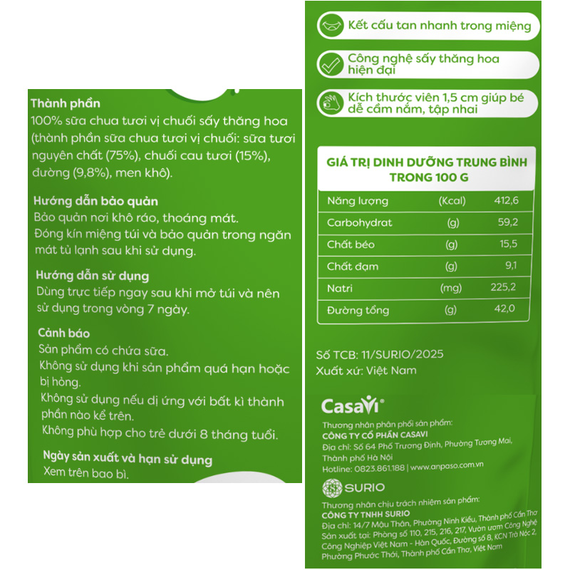Sữa chua khô sấy thăng hoa mix vị Anpaso túi 20g (từ 8 tháng) 9