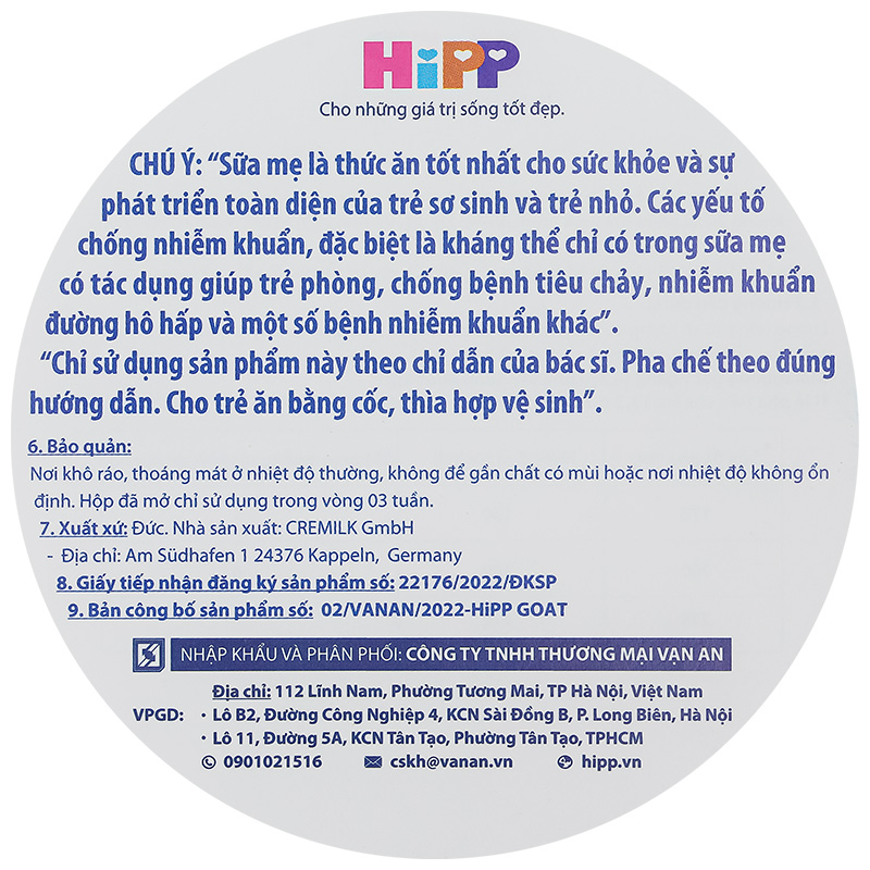 Sữa dê HiPP Organic số 2 400g (từ 6 tháng) 12