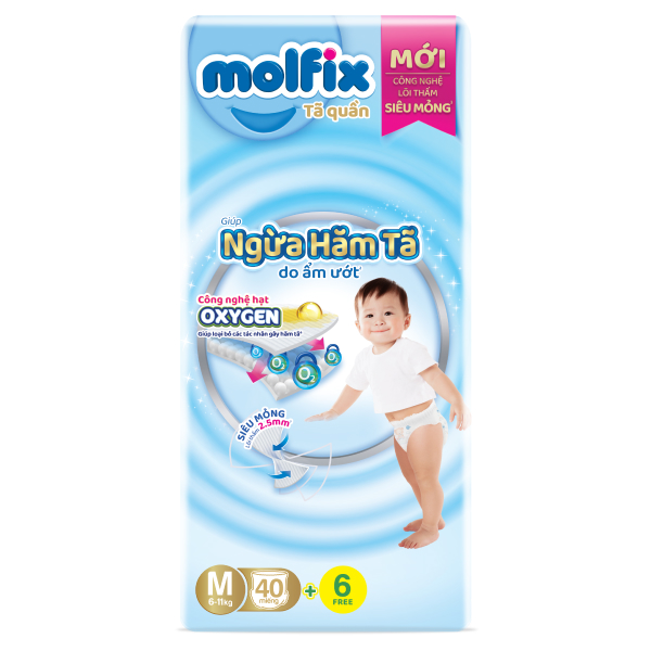 Tã quần Molfix Oxy Jumbo size M 40 + 6 miếng (6 - 11 kg)