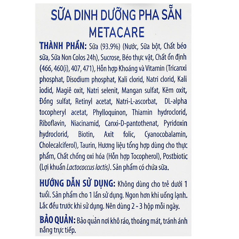 Thùng 48 hộp sữa non pha sẵn MetaCare Eco 180 ml (từ 1 tuổi) 14