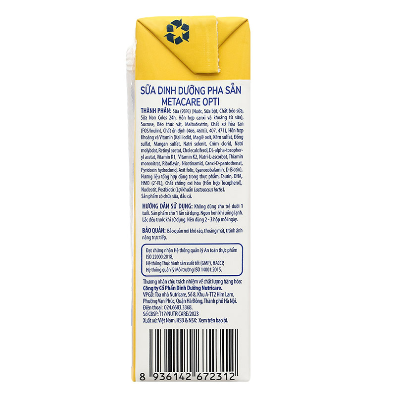 Thùng 48 hộp sữa pha sẵn MetaCare Opti 180 ml (từ 1 tuổi) 11