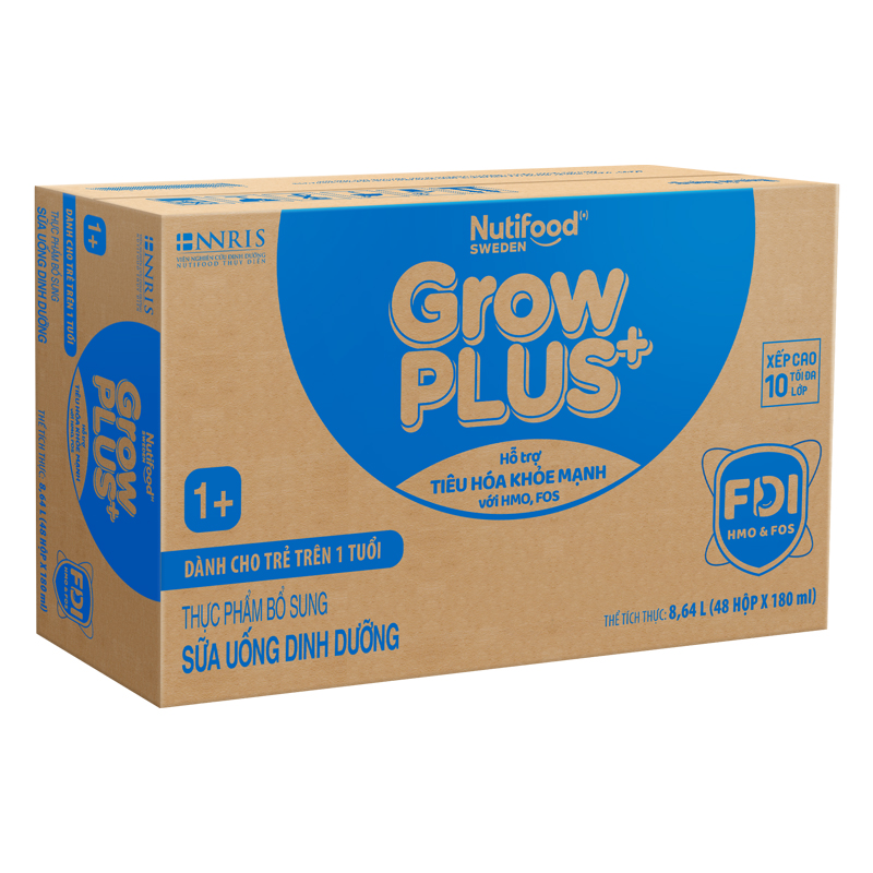 Thùng 48 hộp sữa pha sẵn Nutifood GrowPLUS+ xanh nhạt 1+ hương vani 180 ml hỗ trợ tiêu hóa (từ 1 tuổi) 2