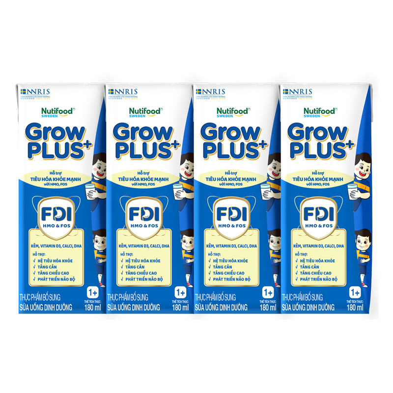 Thùng 48 hộp sữa pha sẵn Nutifood GrowPLUS+ xanh nhạt 1+ hương vani 180 ml hỗ trợ tiêu hóa (từ 1 tuổi) 4