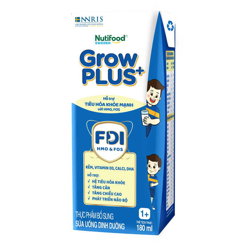 Thùng 48 hộp sữa pha sẵn Nutifood GrowPLUS+ xanh nhạt 1+ hương vani 180 ml hỗ trợ tiêu hóa (từ 1 tuổi) 6