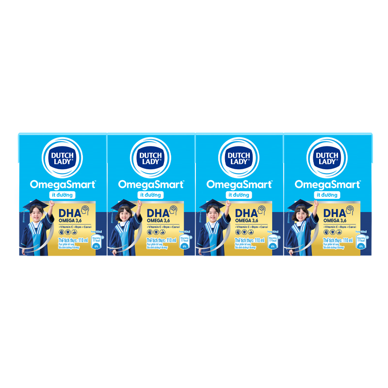 Lốc 4 hộp sữa tươi Dutch Lady OmegaSmart ít đường 110 ml (từ 1 tuổi) 9