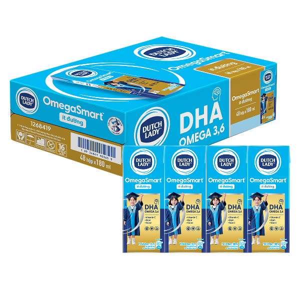 Thùng 48 hộp sữa tươi Dutch Lady OmegaSmart ít đường