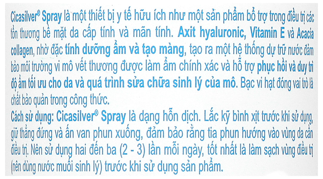 Xịt vết thương Cicasilver Spray hỗ trợ phục hồi và thúc đẩy lành vết thương chai 125ml - 11