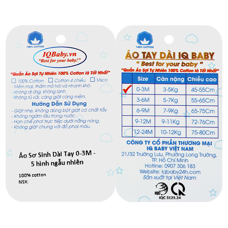 Áo tay dài bé gái IQ Baby màu trắng - in hình ngẫu nhiên 13