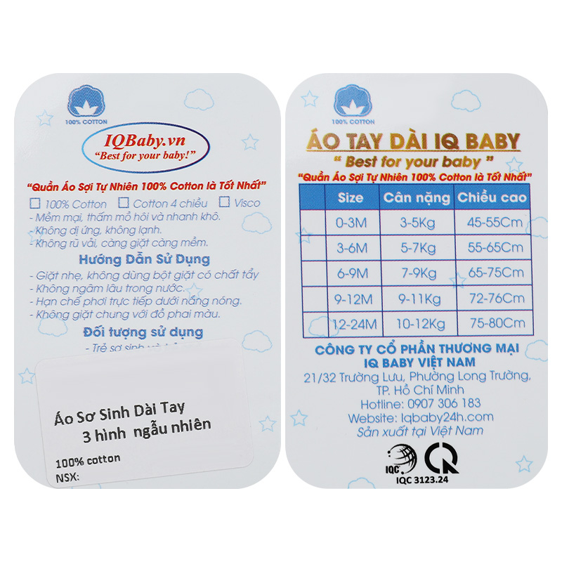 Áo tay dài bé trai IQ Baby màu trắng - in hình ngẫu nhiên 10