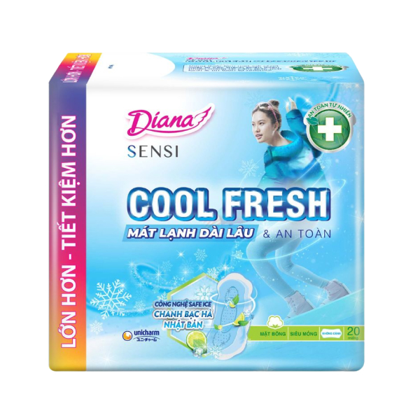 Băng vệ sinh ban ngày Diana Sensi Cool Fresh siêu mỏng không cánh 20 miếng