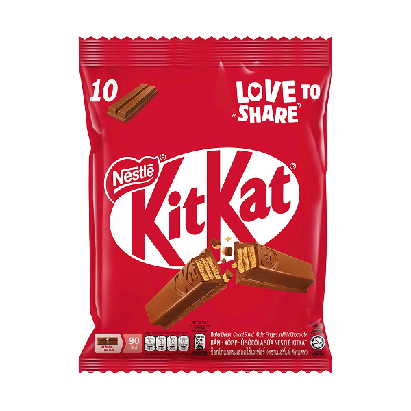 Bánh xốp KitKat phủ socola gói 10 thanh x 17g (từ 3 tuổi)