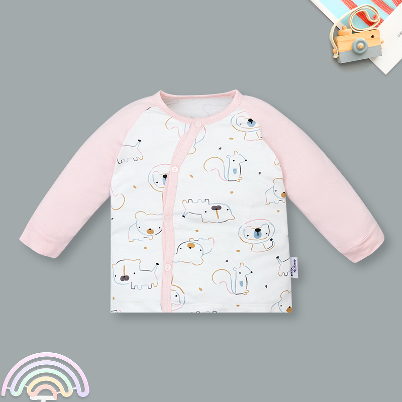 Bộ tay dài cài lệch phối BabyMommy 411025 màu hồng 2