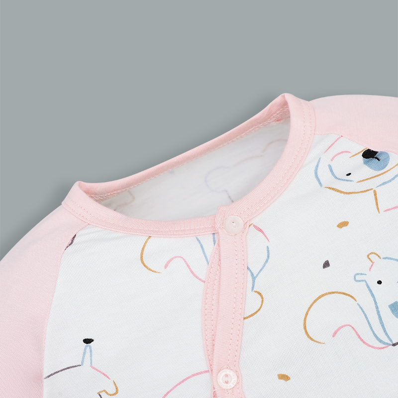 Bộ tay dài cài lệch phối BabyMommy 411025 màu hồng 4