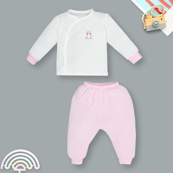 Bộ tay dài unisex IQ Baby visco trắng - hồng