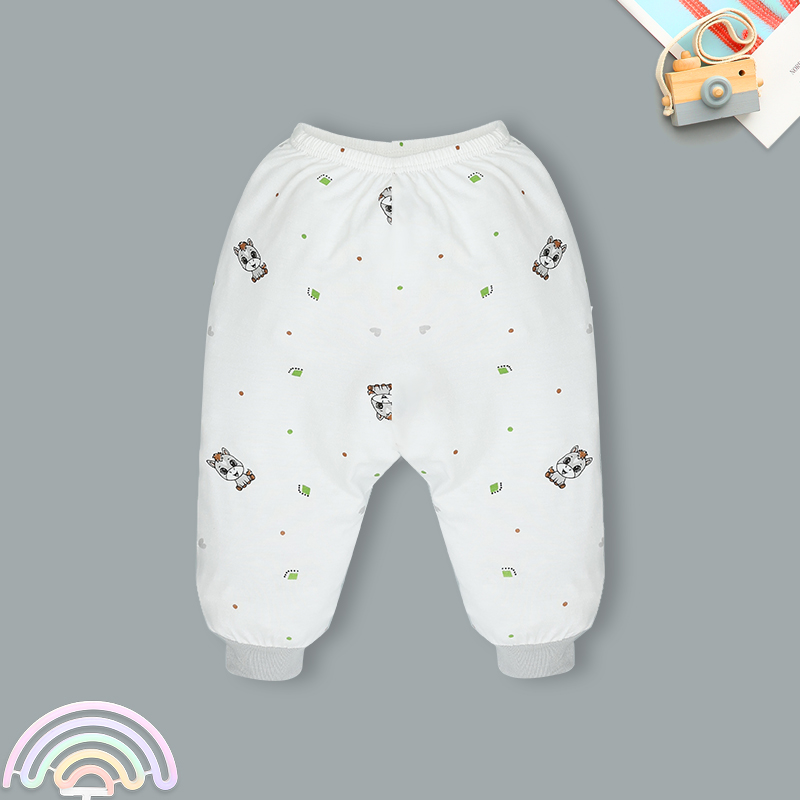 Bộ tay dài cúc bấm chéo quần in ngựa con IQ Baby màu trắng 10