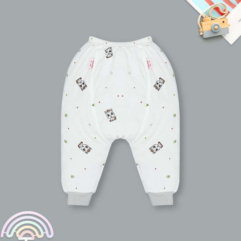 Bộ tay dài cúc bấm chéo quần in ngựa con IQ Baby màu trắng 11
