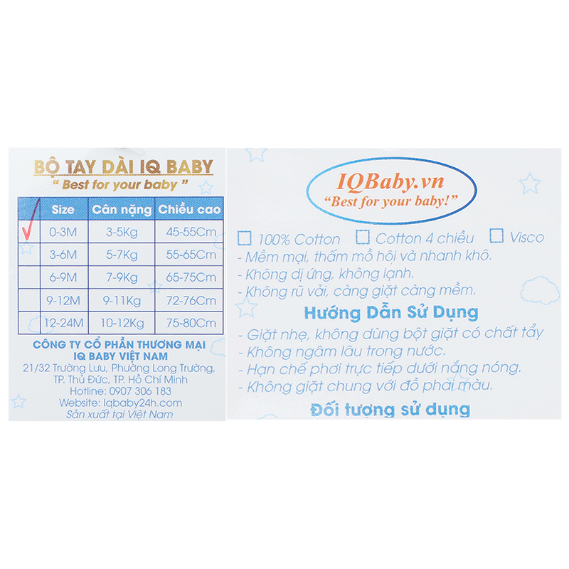 Bộ tay dài cúc bấm chéo quần in ngựa con IQ Baby màu trắng 15