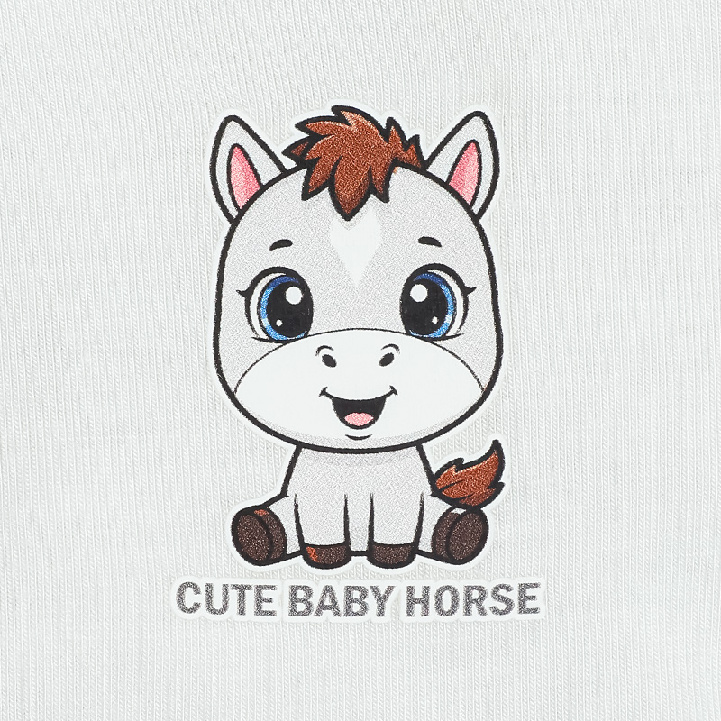 Bộ tay dài cúc bấm chéo quần in ngựa con IQ Baby màu trắng 8