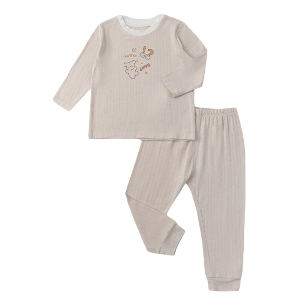 Bộ tay dài La Pomme vũ trụ vui nhộn màu be