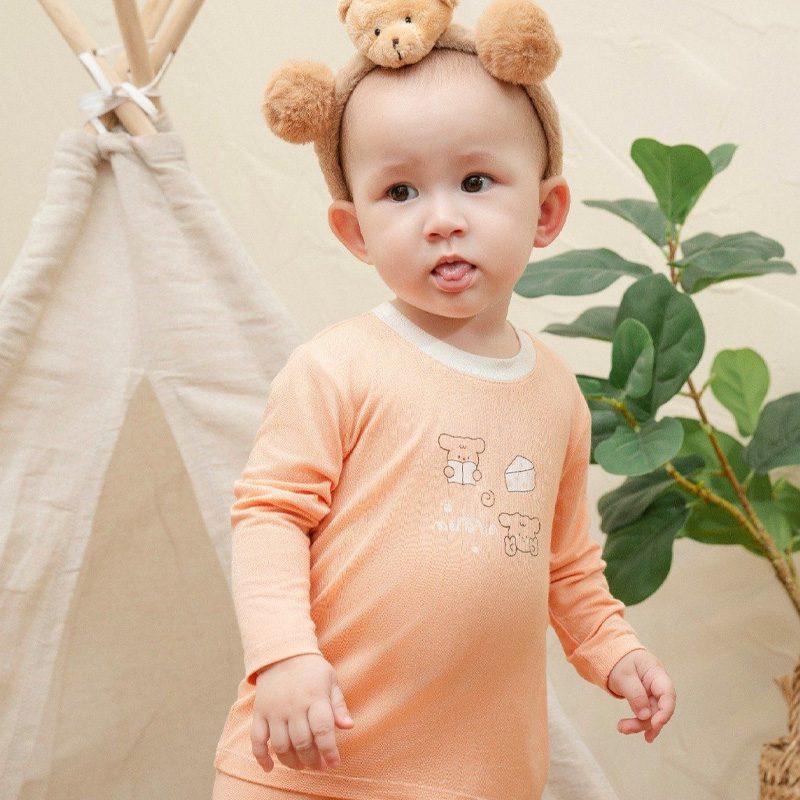 Bộ tay dài La Pomme vũ trụ vui nhộn màu be 15