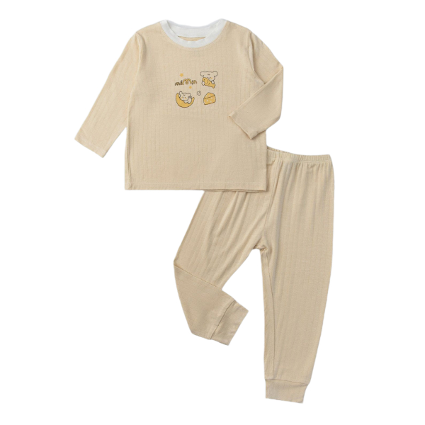 Bộ tay dài La Pomme vũ trụ vui nhộn màu vàng