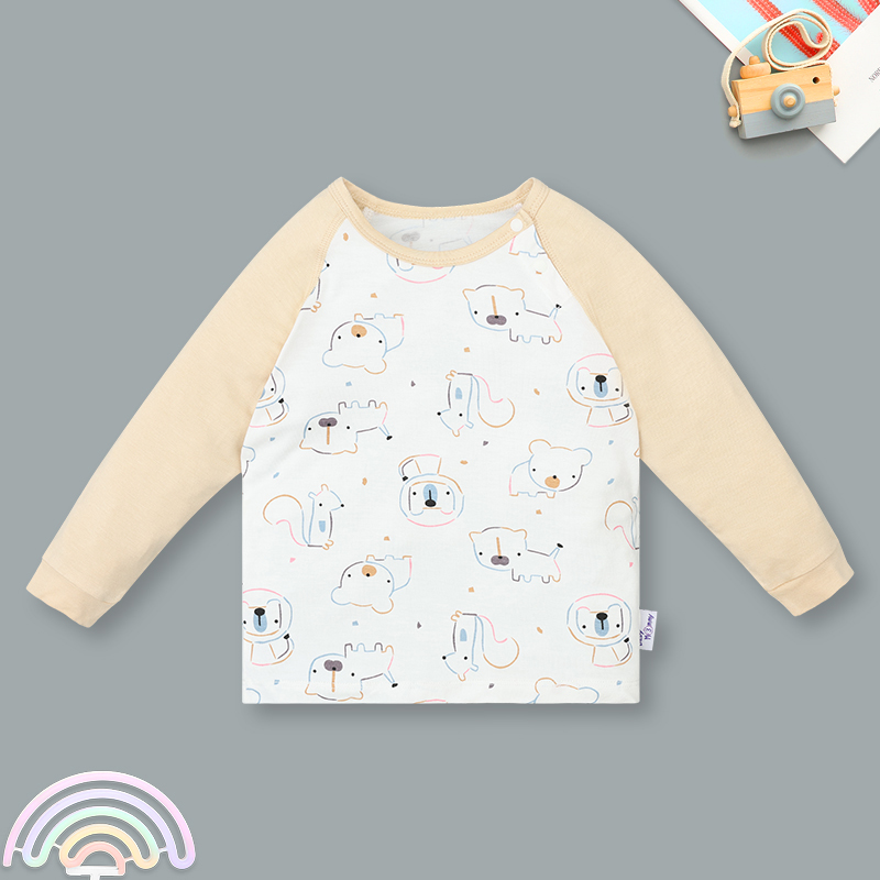 Bộ tay dài raplan cài vai BabyMommy 421025 màu be 2