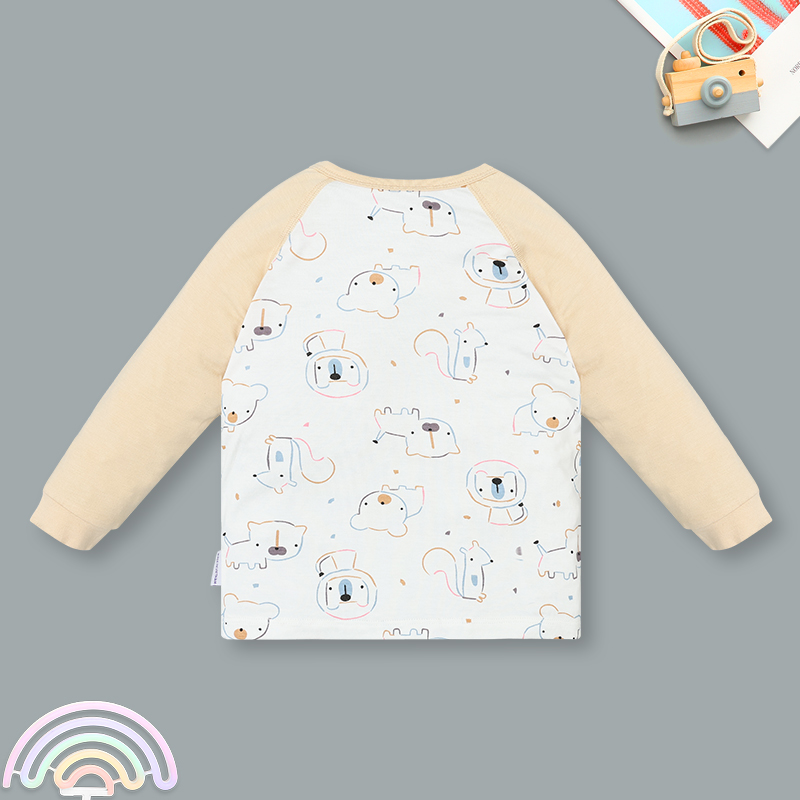 Bộ tay dài raplan cài vai BabyMommy 421025 màu be 3