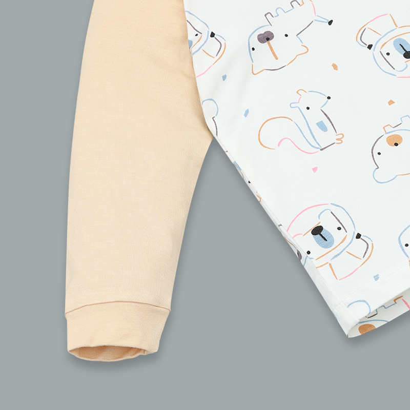 Bộ tay dài raplan cài vai BabyMommy 421025 màu be 5