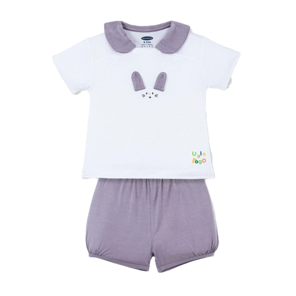 Bộ tay ngắn bé gái hình thỏ Ualarogo UR2190 màu tím