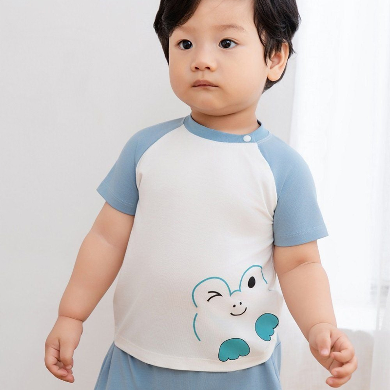 Bộ tay ngắn bé trai La Pomme vườn nhỏ thân yêu màu nâu 17