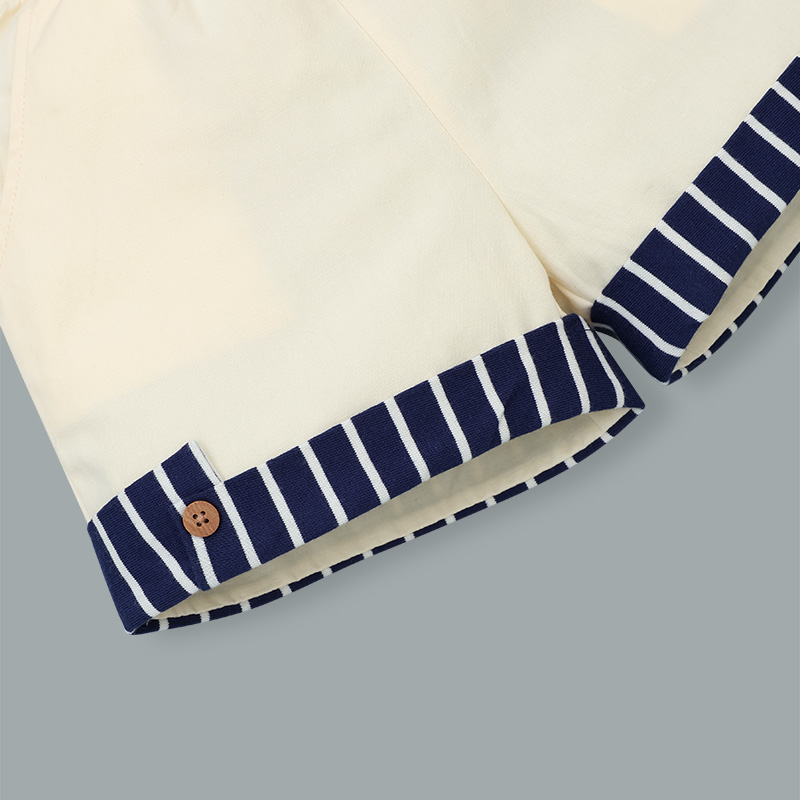 Bộ tay ngắn bé trai Pony Kids phối khăn màu trắng - nâu 26