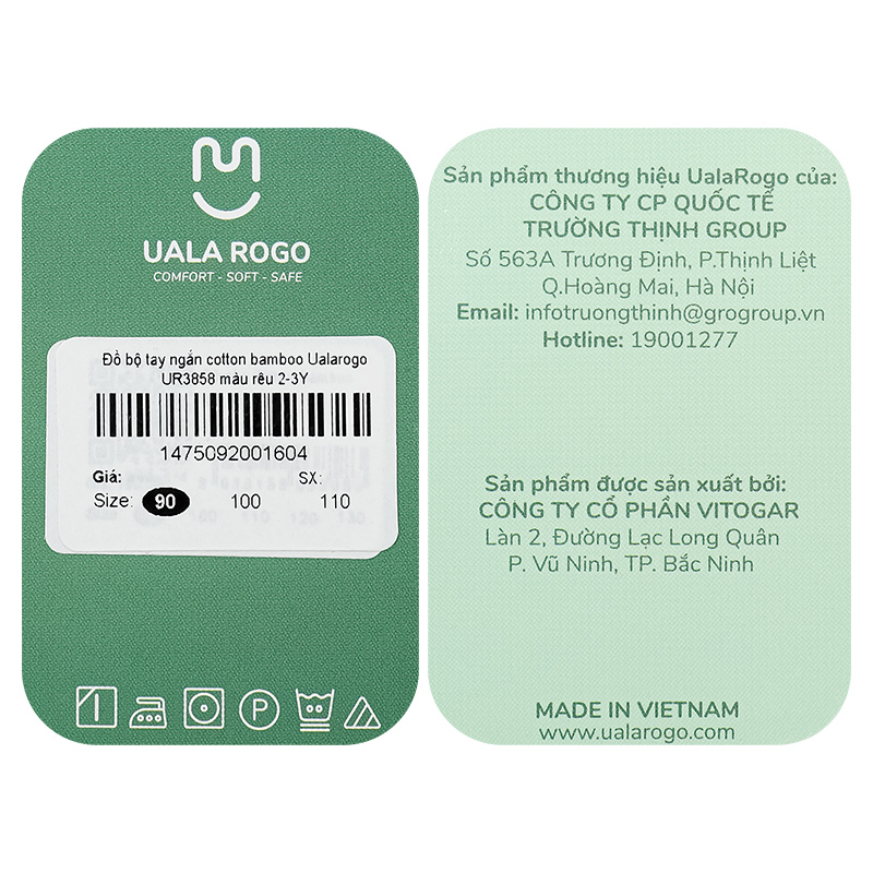 Bộ tay ngắn bé trai Ualarogo UR3858 màu xám nhạt 17