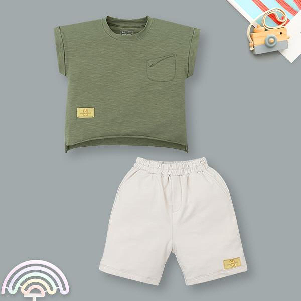 Bộ bé trai Ualarogo cotton bamboo xanh rêu