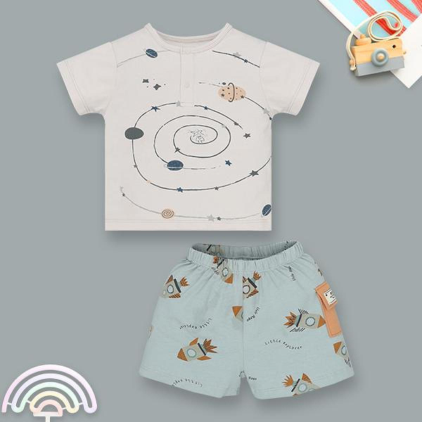 Bộ tay ngắn bé trai Ualarogo UR3871 màu nâu - AVAKids.com