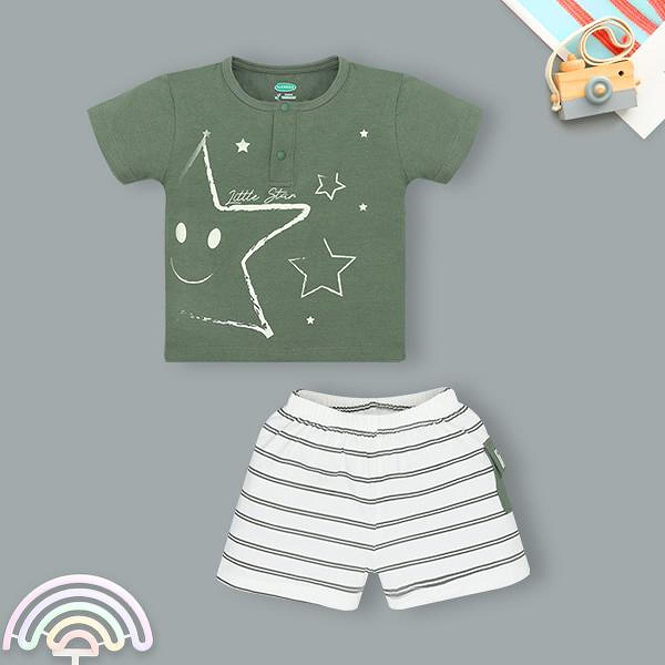 Đồ bé trai Ualarogo cotton xanh rêu