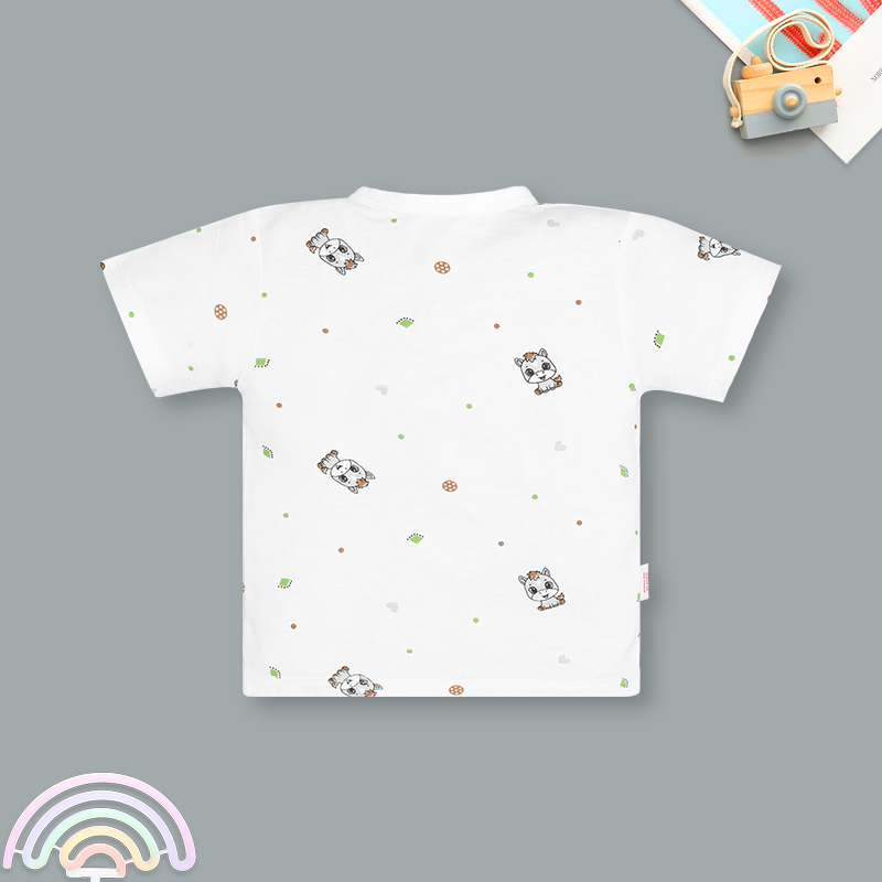 Bộ tay ngắn cúc bấm chéo in ngựa con IQ Baby màu trắng 3
