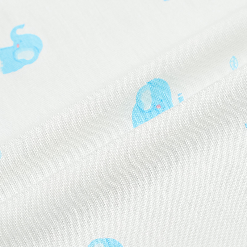 Bộ tay ngắn cúc bấm chéo in voi con IQ Baby màu trắng 11