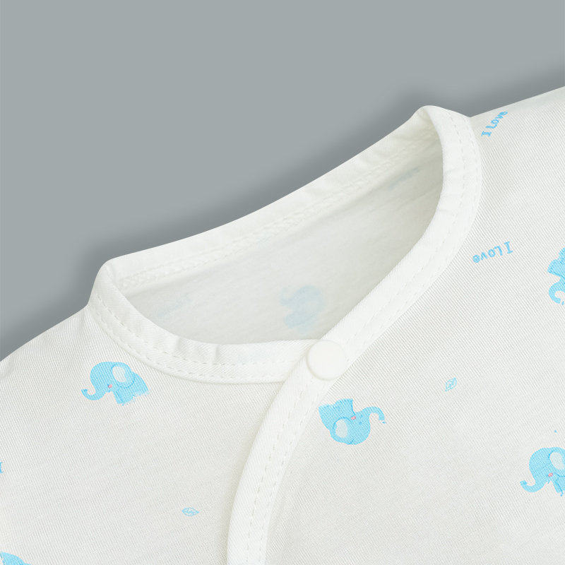 Bộ tay ngắn cúc bấm chéo in voi con IQ Baby màu trắng 4