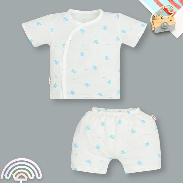 Bộ tay ngắn unisex IQ Baby visco trắng