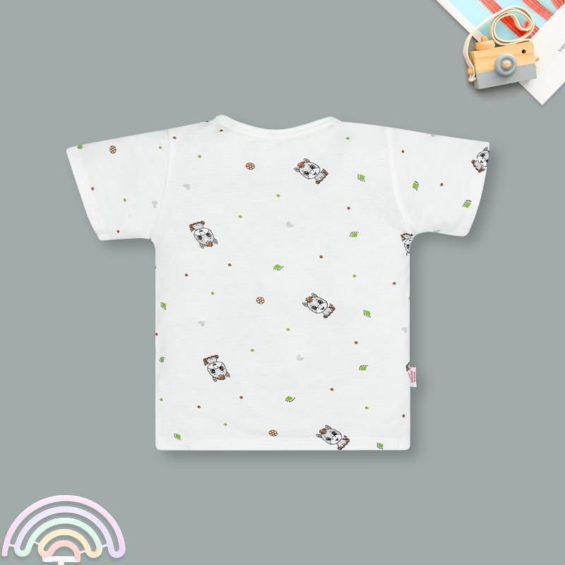 Bộ tay ngắn cúc bấm vai in ngựa con IQ Baby màu trắng 3