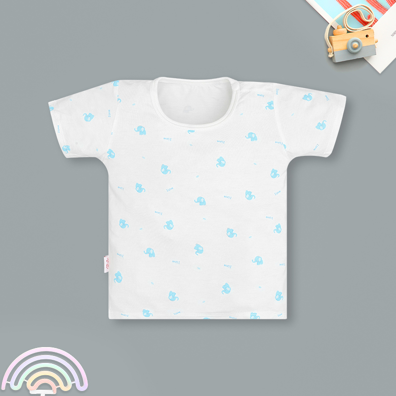 Bộ tay ngắn cúc bấm vai in voi con IQ Baby màu trắng 2