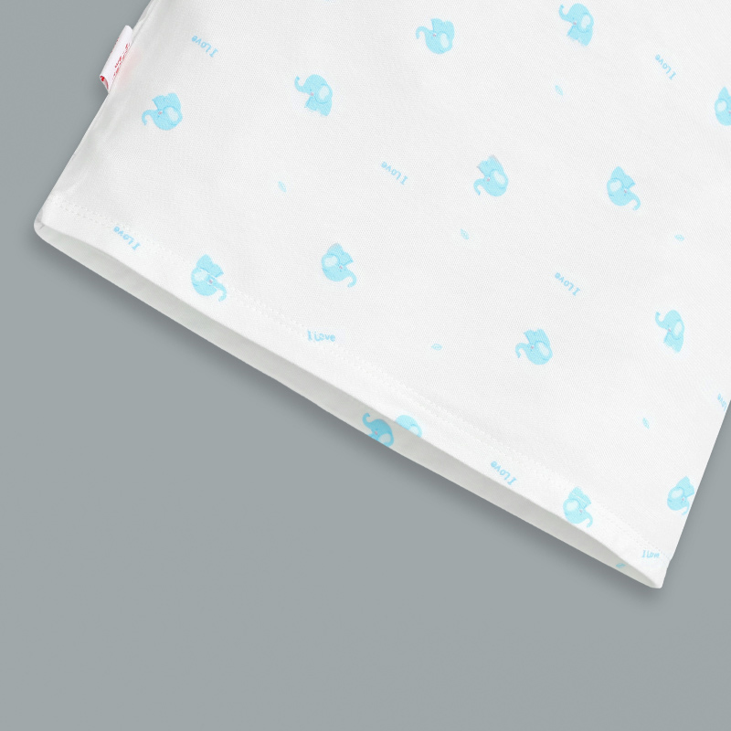 Bộ tay ngắn cúc bấm vai in voi con IQ Baby màu trắng 7