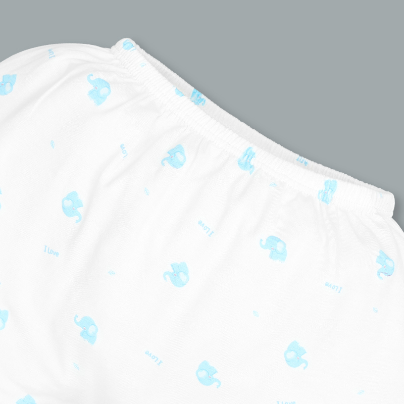 Bộ tay ngắn cúc bấm vai in voi con IQ Baby màu trắng 9