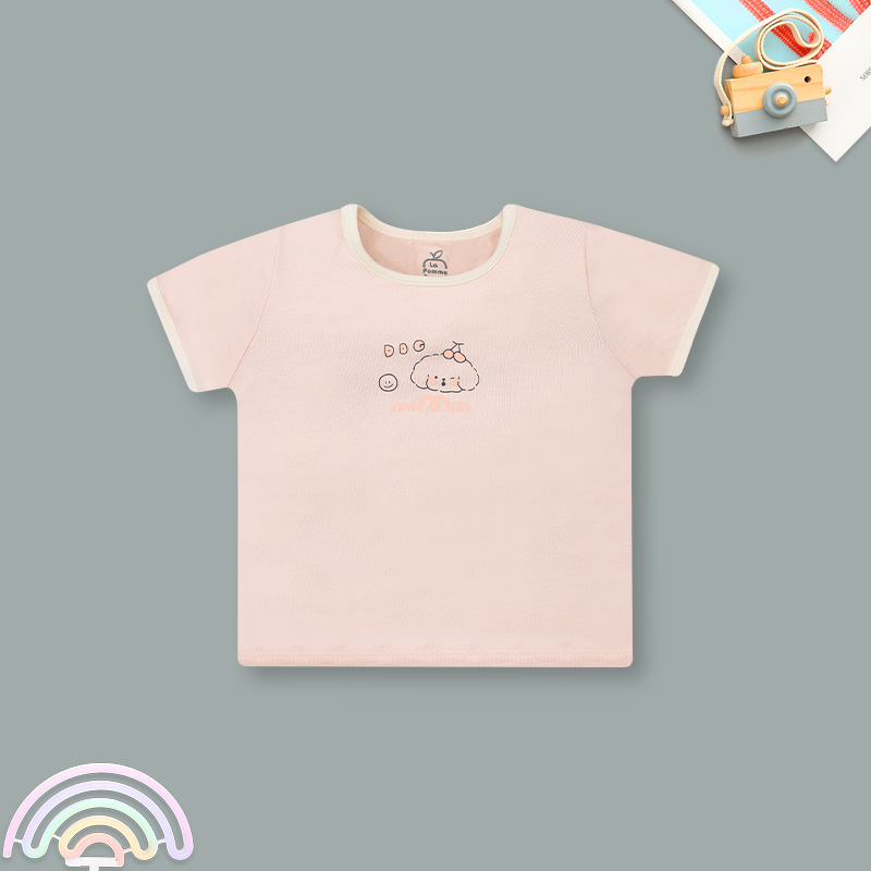 Bộ tay ngắn La Pomme người bạn puppy màu hồng 2