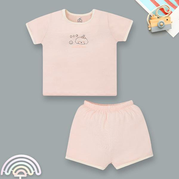 Bộ tay ngắn unisex La Pomme sợi tre hồng
