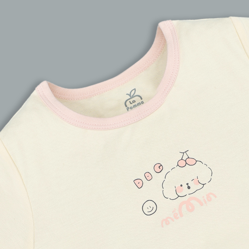 Bộ tay ngắn La Pomme người bạn puppy màu hồng 18
