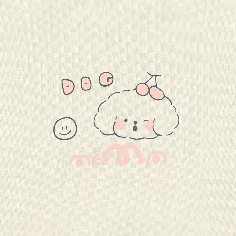 Bộ tay ngắn La Pomme người bạn puppy màu hồng 20