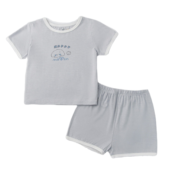 Bộ tay ngắn La Pomme người bạn puppy màu xám