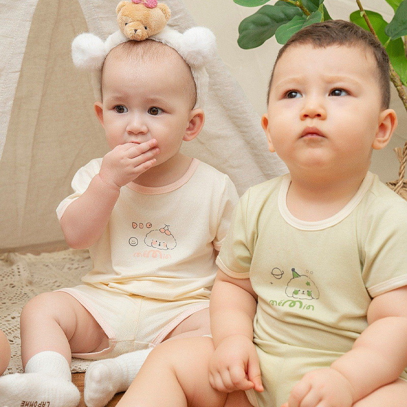 Bộ tay ngắn La Pomme người bạn puppy màu hồng 40
